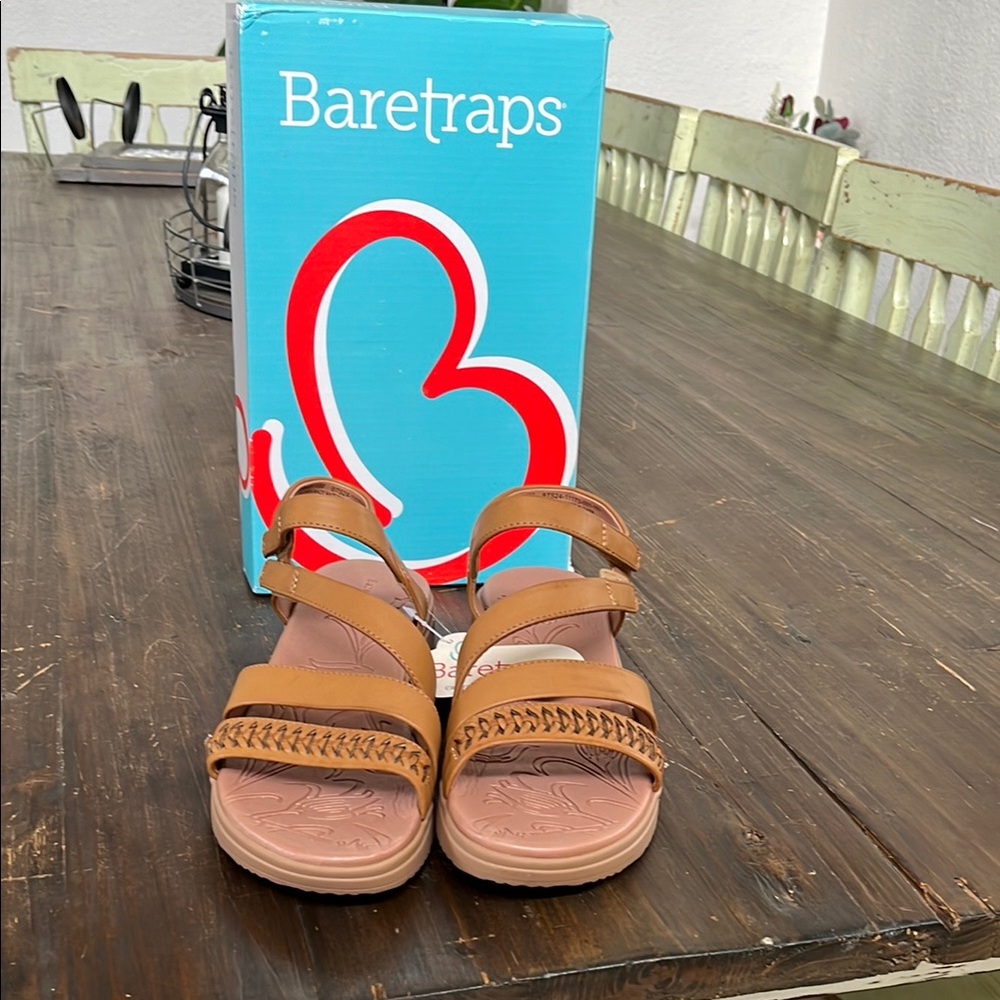 BareTraps Brown Sandals with Woven Straps, New in Box